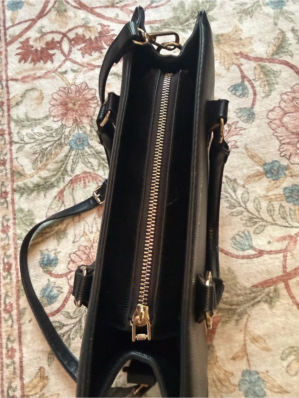 bebe Black Structured Tote with Matching Wallet and Gold Accents - Picture 3 of 15
